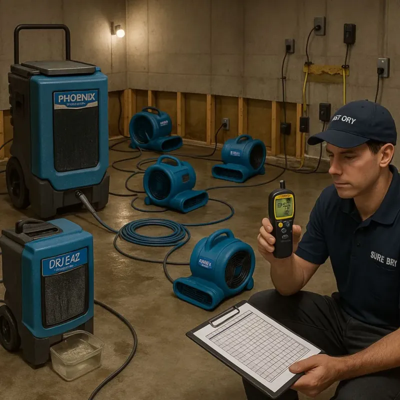Structural Drying and Dehumidification process in Cobb, CA
